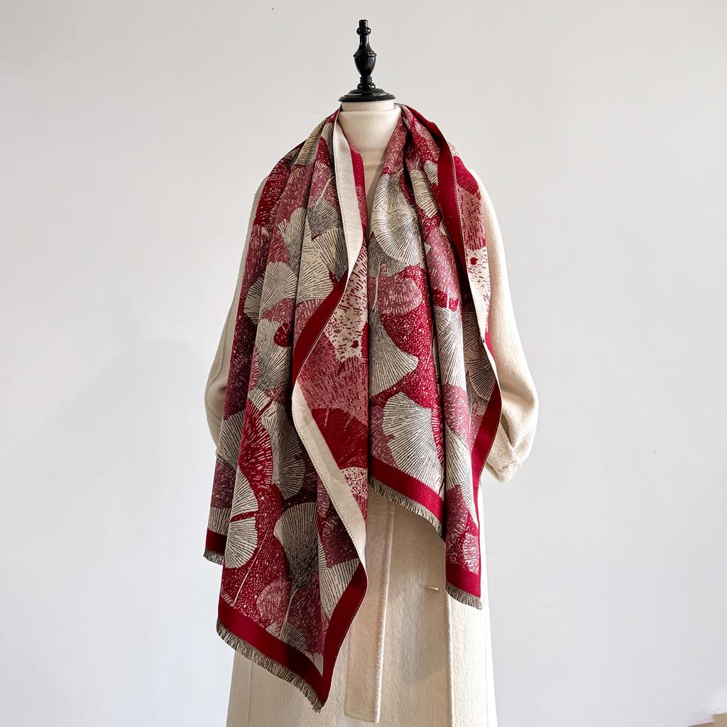  Luxury Brand Women's Cashmere Scarf - Winter Warm Tasseled Striped Printed Pashmina Shawl, Foulard & Poncho