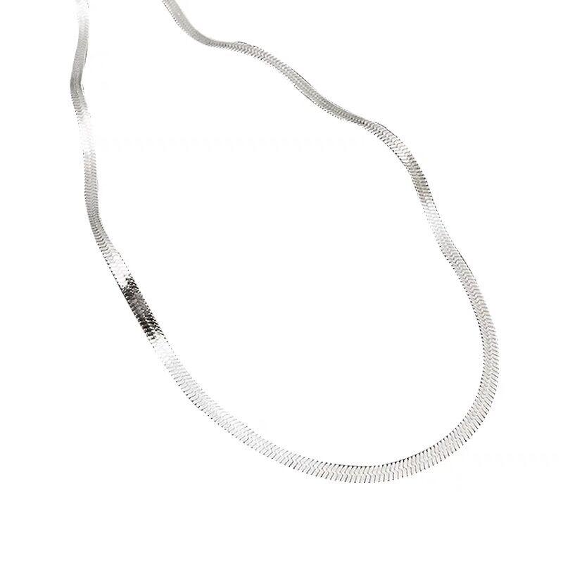 S925 Sterlingsilber Koreanische Schlangenkette – Schlichte & Vielseitige Retro-Choker-Halskette für Damen