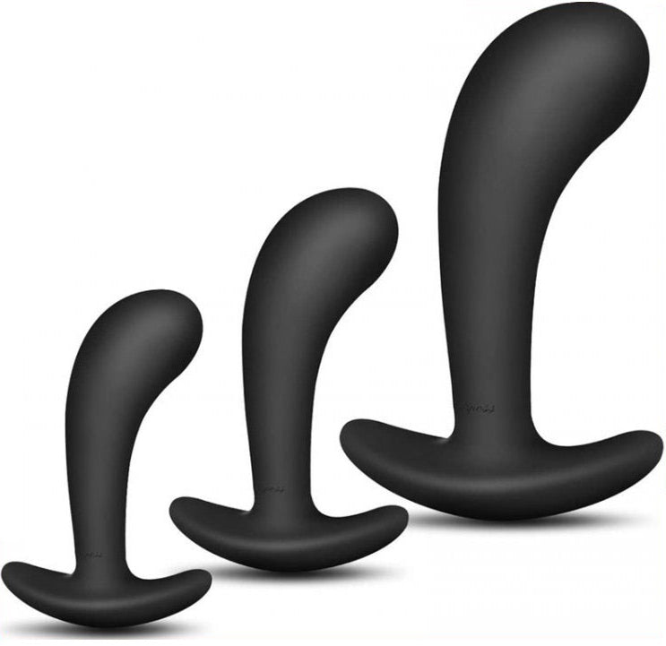 Kit de 3 mini Plugs prostatiques Silicone 11 x 3.5cm Noir - FUKR - Stimulateurs Prostatiques