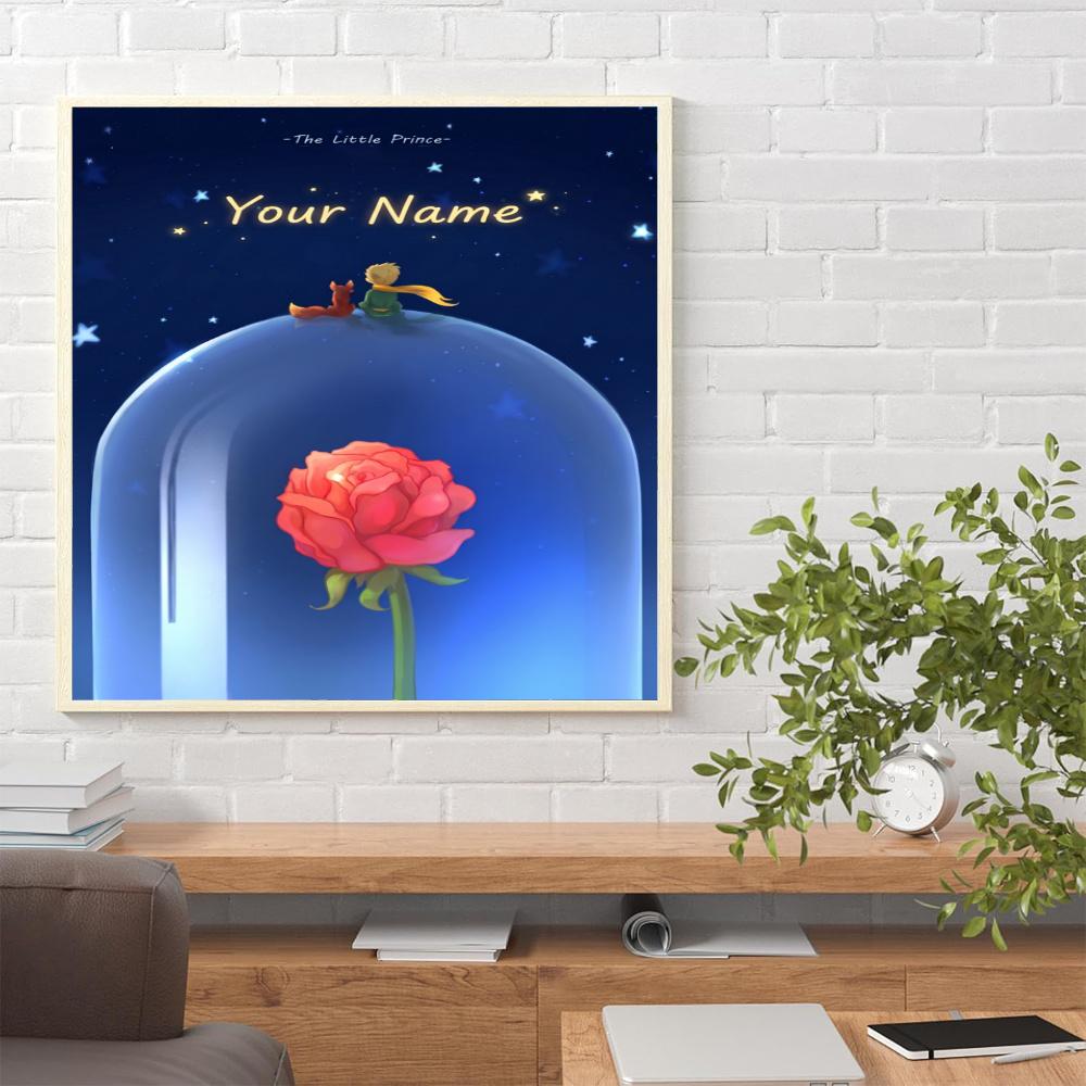 Little Prince Personalized Name Round Diamond Painting Kit Diamond Embroidery Painting Rhinestones Mosaic Frameless Handwork Decoration Arts