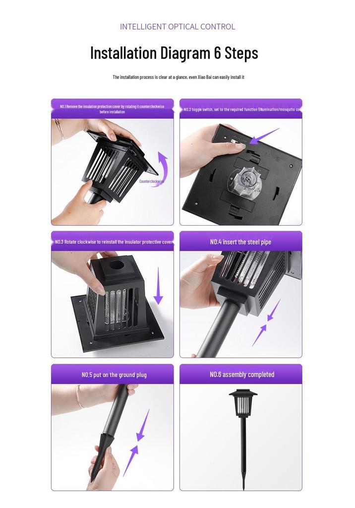 Waterproof Outdoor Solar Mosquito Killer Lamp for Home & Camping - Electric Shock Repellent Device