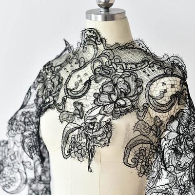 Hollow Embroidery Dress Lace Trim Handmade DIY Accessories, Blothing Decoration Accessories Material Cloth Lace Black