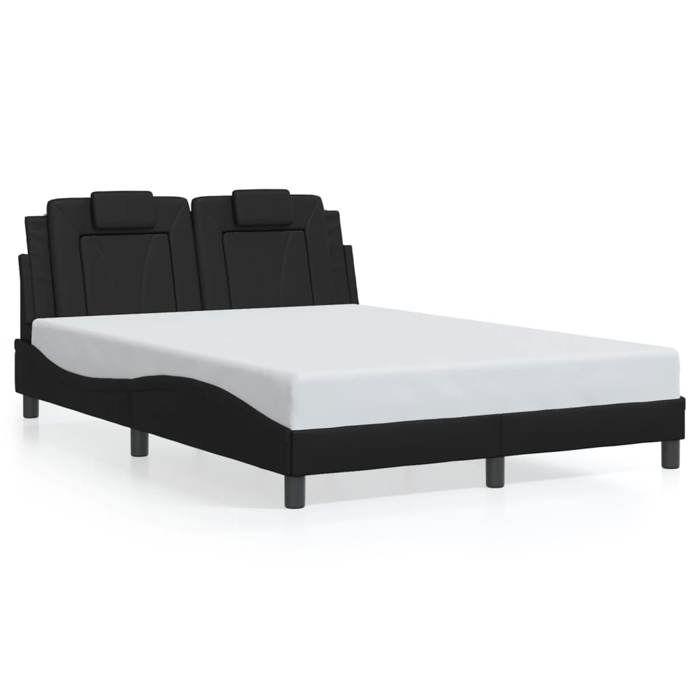 VidaXL Bed Frames with Headboard, Upholstered Bed with Cushion, Double Bed, Adult Bedroom Bed, Modern, Black 120x200 Cm 3208082