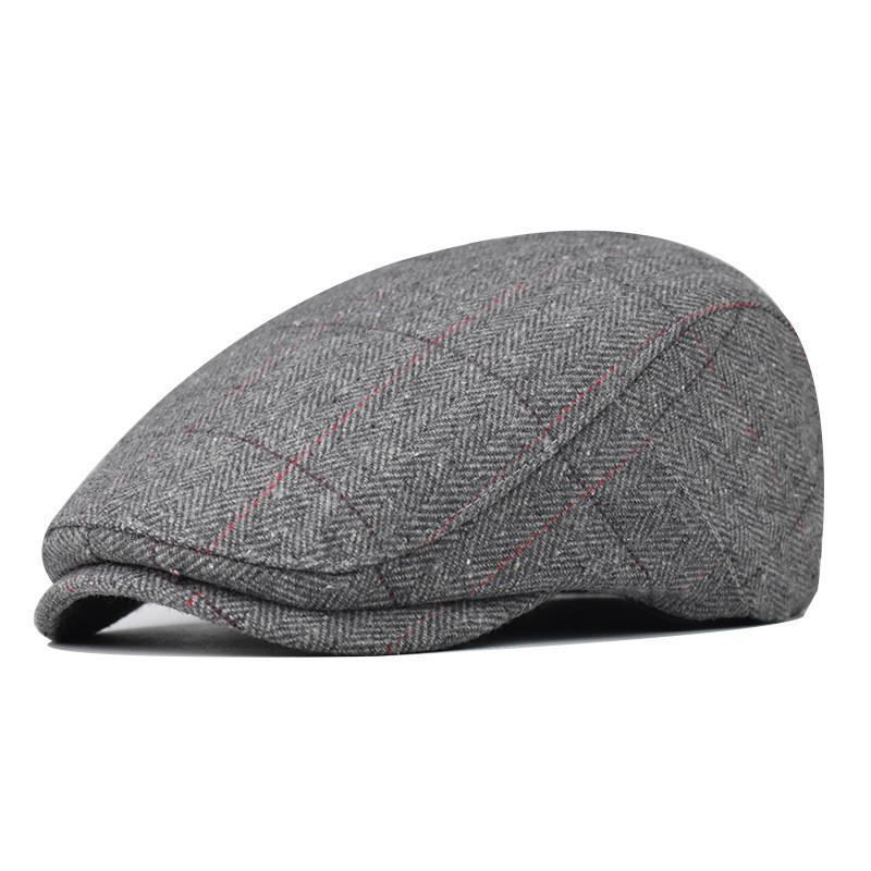 Lattice Pattern Cotton Beret  Hat For Men With Adjustable Casual Outdoor Travel