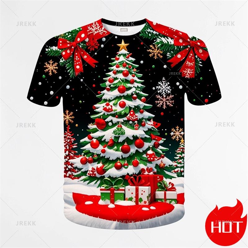 Καλοκαιρινή Μόδα 3D Χαρούμενα Χριστούγεννα Τυπωμένο T-Shirt Χαριτωμένο Άγιος Βασίλης Χριστουγεννιάτικα Γραφικά T-shirts Άνδρες Αστεία Ρούχα Δρόμου Ανδρικά Ρούχα