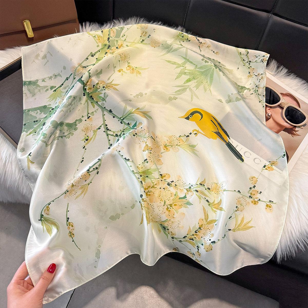 

NEW Floral Square Scarf Women Satin Shawl Wrap Hijab Female Hair Luxury Headkerchief Summer Beach Sun Protection Bandana