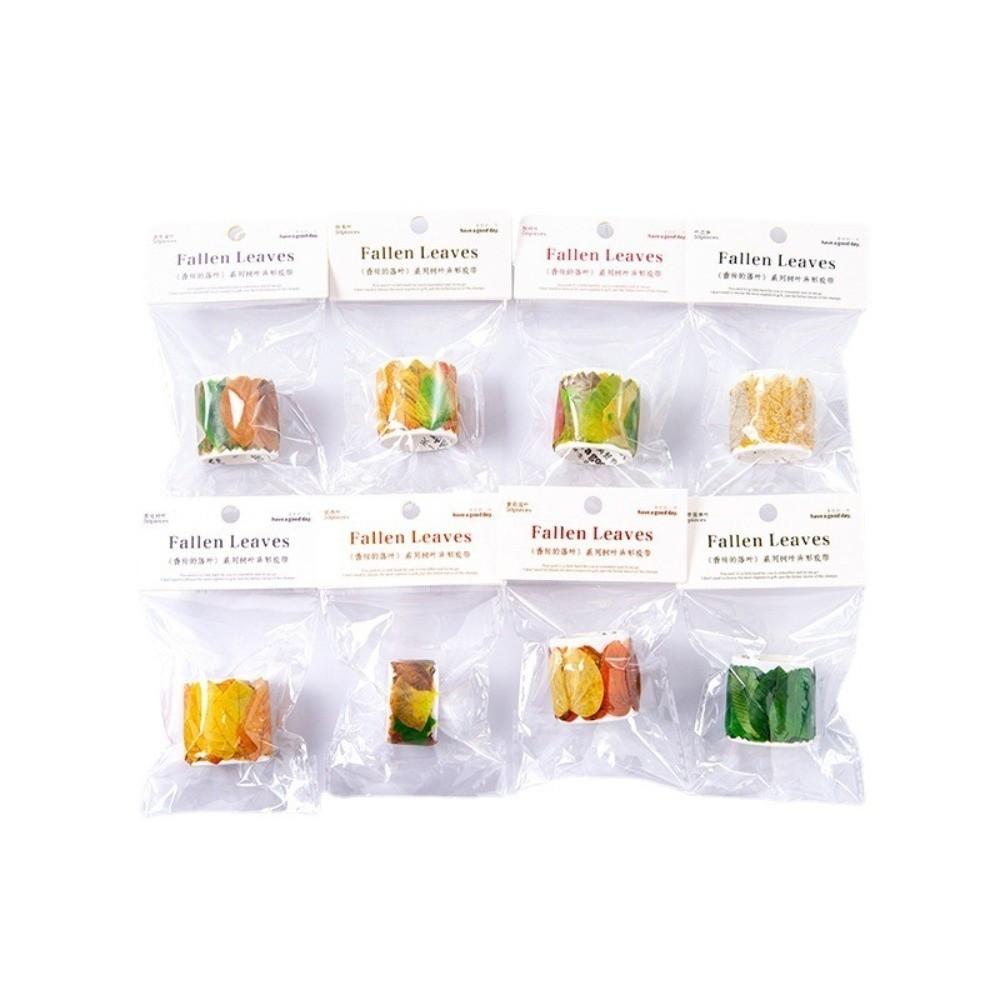 50Pcs Self-adhesive DIY Leaf Paper Stickers Leaf Shape DIY Scrapbooking Yellow Autumn Leaves Series Washi Paper Stickers