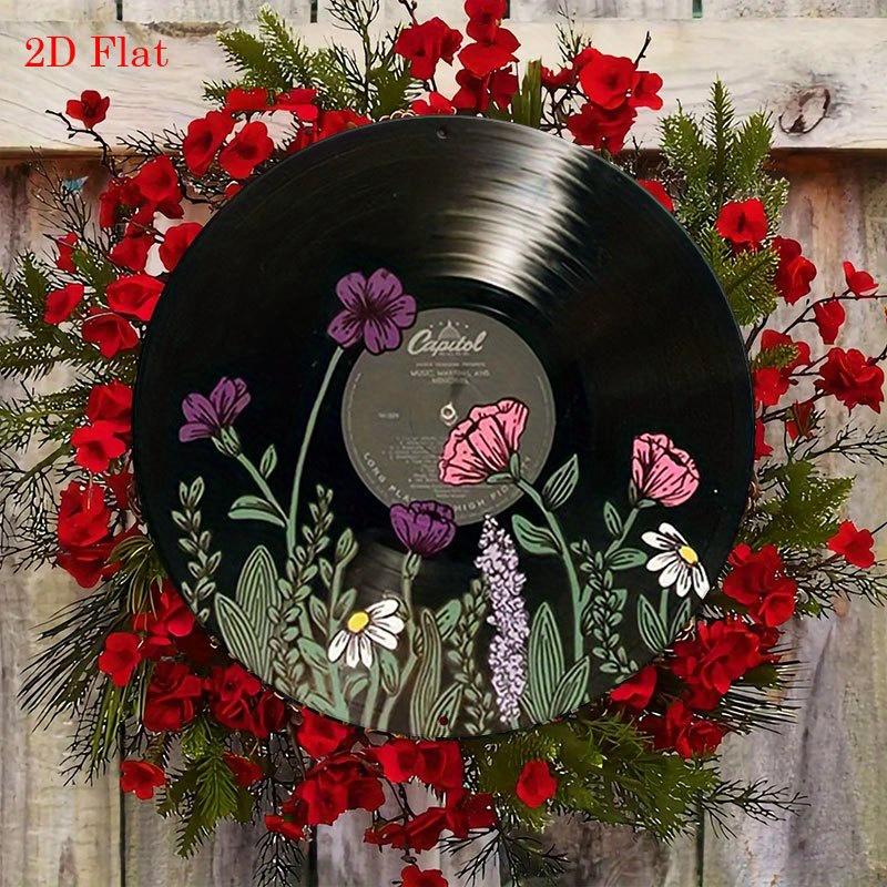D Flat X Inch Round Aluminum Metal Sign Featuring a D Flat Vintage Vinyl Record Design Waterproof And Dustproof Retro De