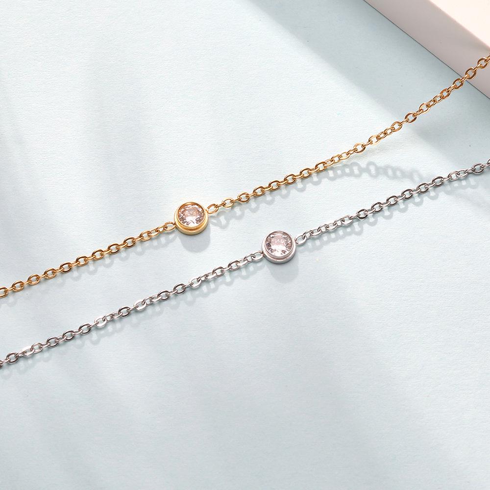Japanese & Korean-Style Minimalist Women's Bracelet with Single Diamond Design