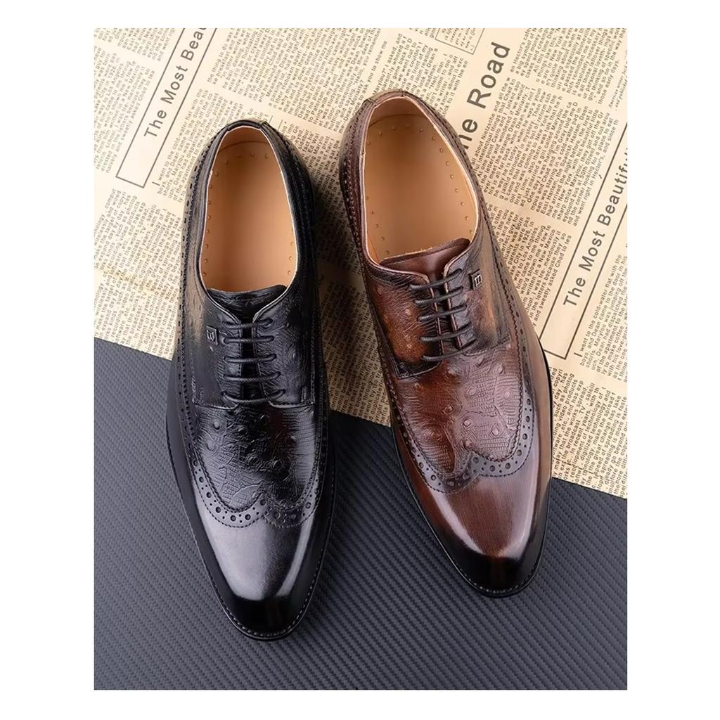 Fashion Factory Whole Handmade Men's Shoe Trend Brogue Stylish High Quality Leather Business Office Place Shoes For Men Lace Up Man Shoe