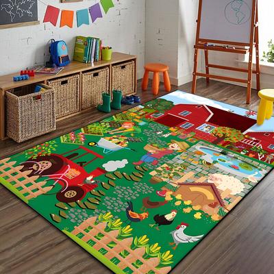 1 Stück Interessanter Bauernhof Cartoon Teppich für Wohnzimmer Schlafzimmer Sofa Heimdeko Rutschfeste Bodenmatte Kinderaktivitätsbereich Teppiche