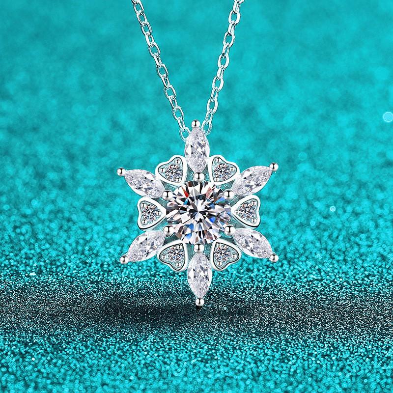 Sterling Heart Star Moissanite Pendant Necklace Women Hexagonal Cut Delicate Layered Choker Chain 925 Sterling Silver