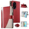 For Honor 200 5G Case Zipper Wallet Color Splicing Leather Flip Phone Cover with Straps
