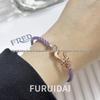 Fei Jia February Birthstone Purple Horseshoe Buckle Unisex DIY Bracelet