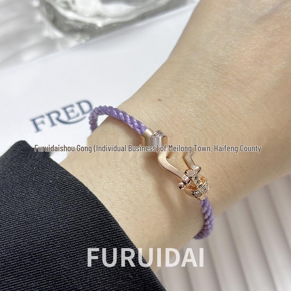 Fei Jia February Birthstone Purple Horseshoe Buckle Unisex DIY Bracelet