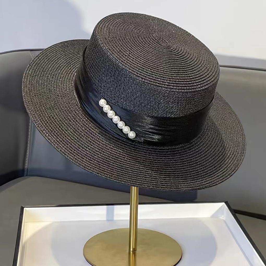 Elegant temperament straw hat summer vacation beach sun hat women's 2025 new sunshade sunscreen top hat