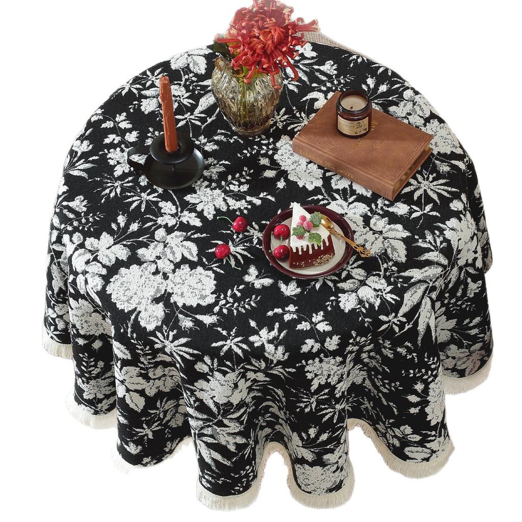 Tablecloth Round Tassel Tablecloth Thickened Fabric Plant Flower Decoration Supply
