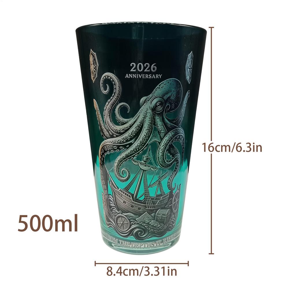 Beer Mugs For Men 500ml Octopus Pattern Cocktail Glass Cup Man Cave Beer Mug For Whiskey Cocktail Wine Beverage Men Husband 500ml