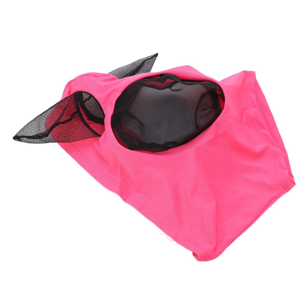 Horse Fly Mask Breathable Comfortable Soft Knitted Fabric Additional Fine Mesh Horse Face Mask Pink