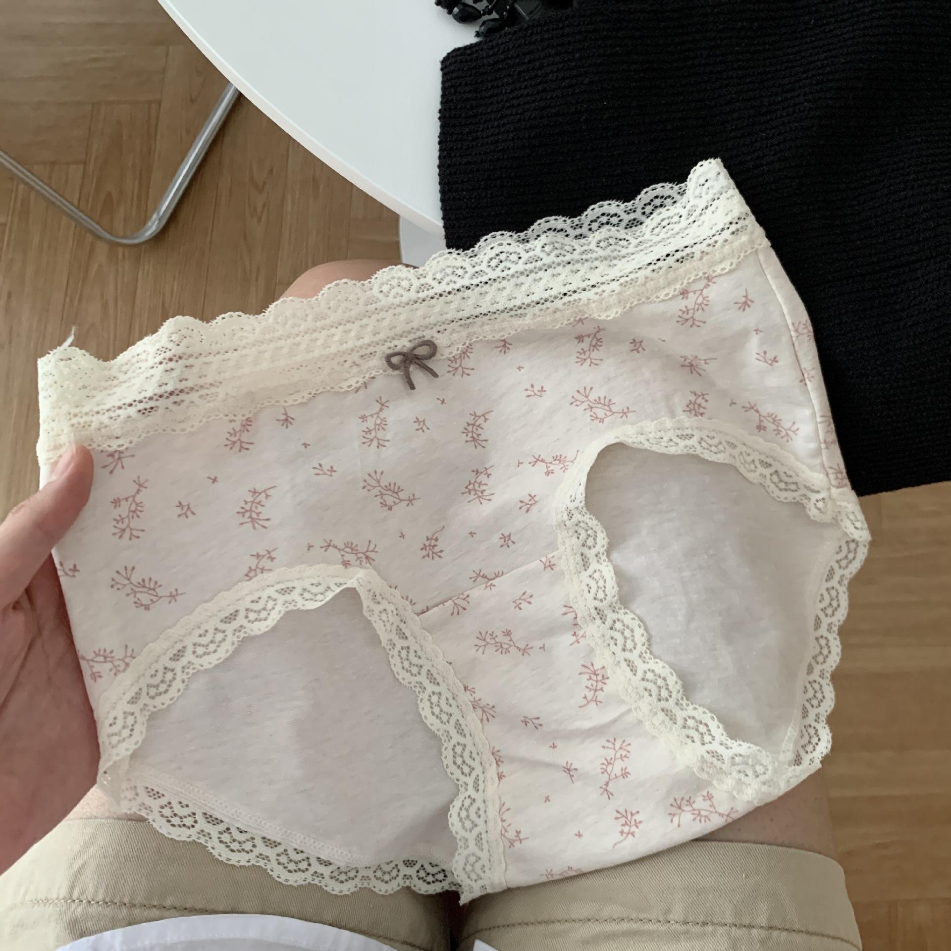 

Female Spring and Autumn Lace Edge Comfortable No Trace 10A Bacteriostatic Extension Crotch Fresh Underwear XL розовый