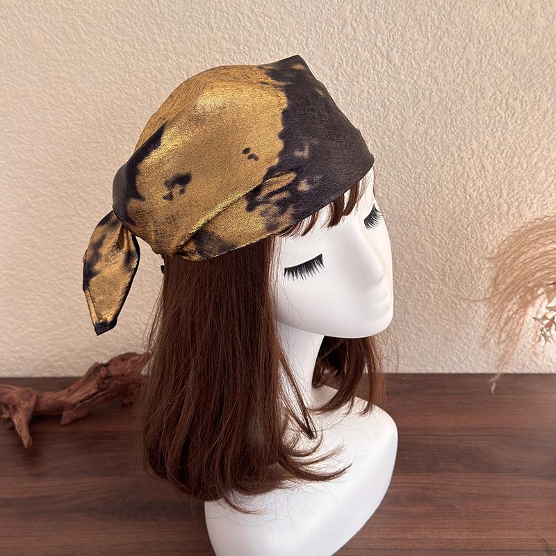 American Retro Hottie Silver Headscarf Female Sweet and Cool Personality Versatile Y2k Hip-hop Hip-hop Square Scarf