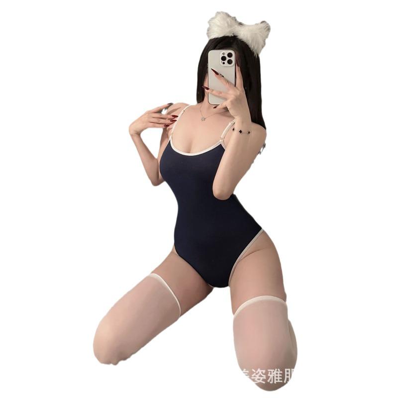 Q niedlicher Dead Pool Wasser-Einteiler sexy lässiger Badeanzug Gymnastikanzug einfarbig lässig frei purer Lust