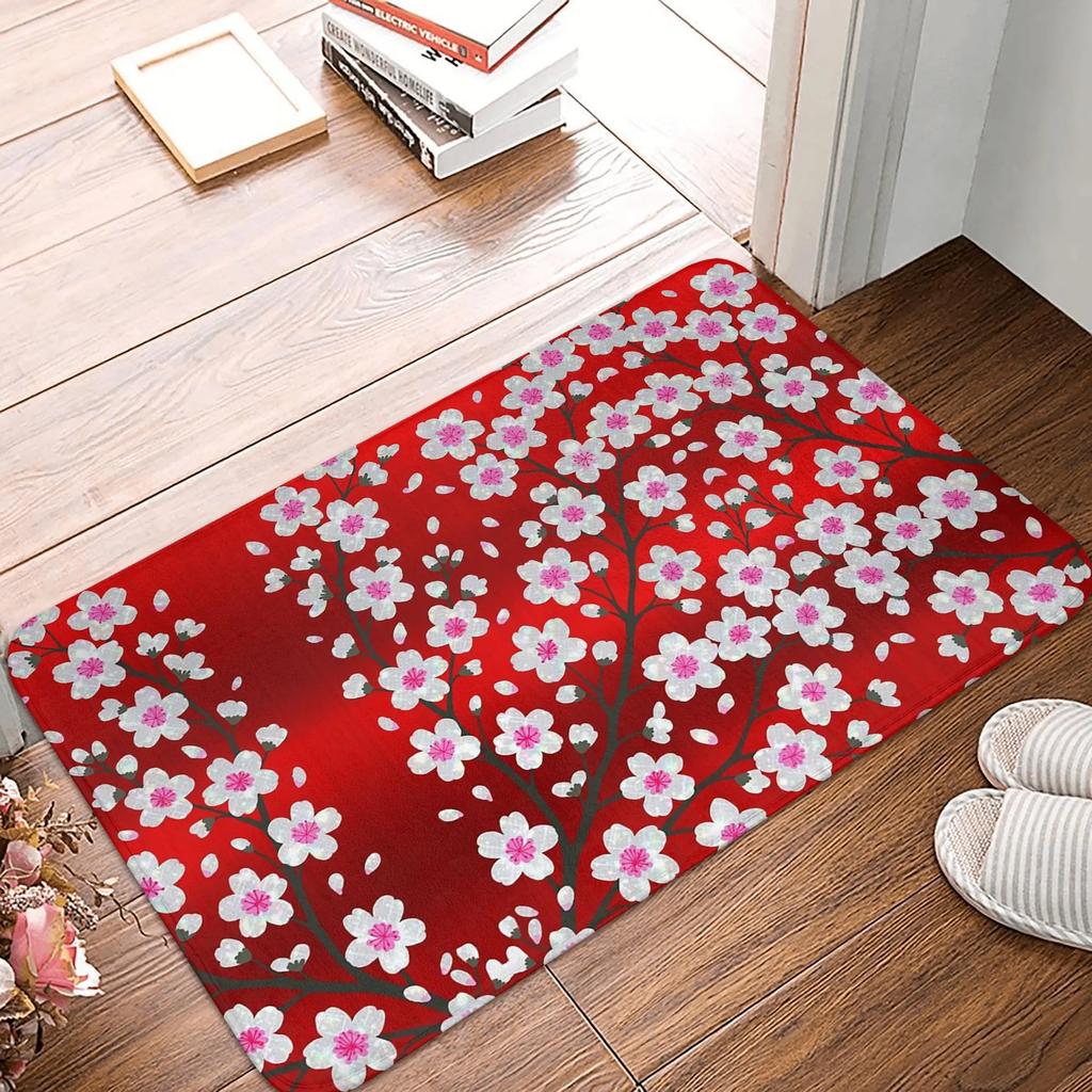 Cherry Blossom sparkle Non-slip Doormat Floor Mat Washable Carpet Rug for Kitchen Entrance Home Balcony Footpad Mats