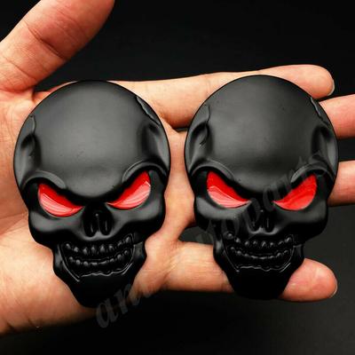2x 3D duża czarna metalowa czaszka szkielet zła kość samochód znaczek z symbolem kalkomania