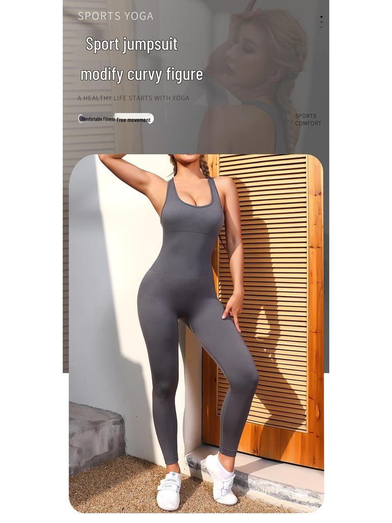 Women's Autumn/Winter Yoga Jumpsuit - Peach Butt, One-Piece Fitness Suit