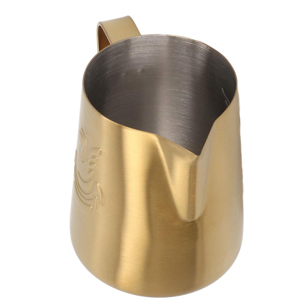 230ml Coffee Steaming Pitcher with Angled Handle Stainless Steel Olecranon Milk Frothing Cup for Latte White