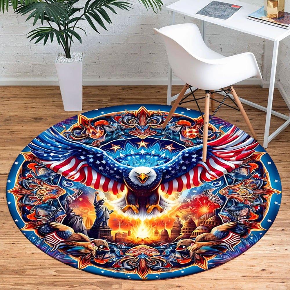 American Pride Eagle Flag OrnamentRound Non-Slip chair mat chair carpet for office Rugs for Office Decor Gift For Valentine's Day Mother's Day Hallowe