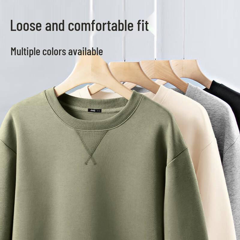 JEEP Men's Heavyweight Loose Fit Crewneck Pullover Sweatshirt