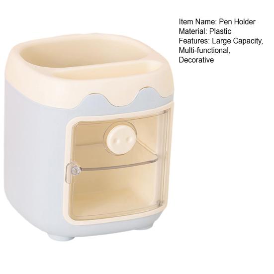 Cartoon Pig Pen Holder Multi-compartment Large Capacity Desk Organizer Box Stationery Storage Container Home Office Desktop Decoration Ornament