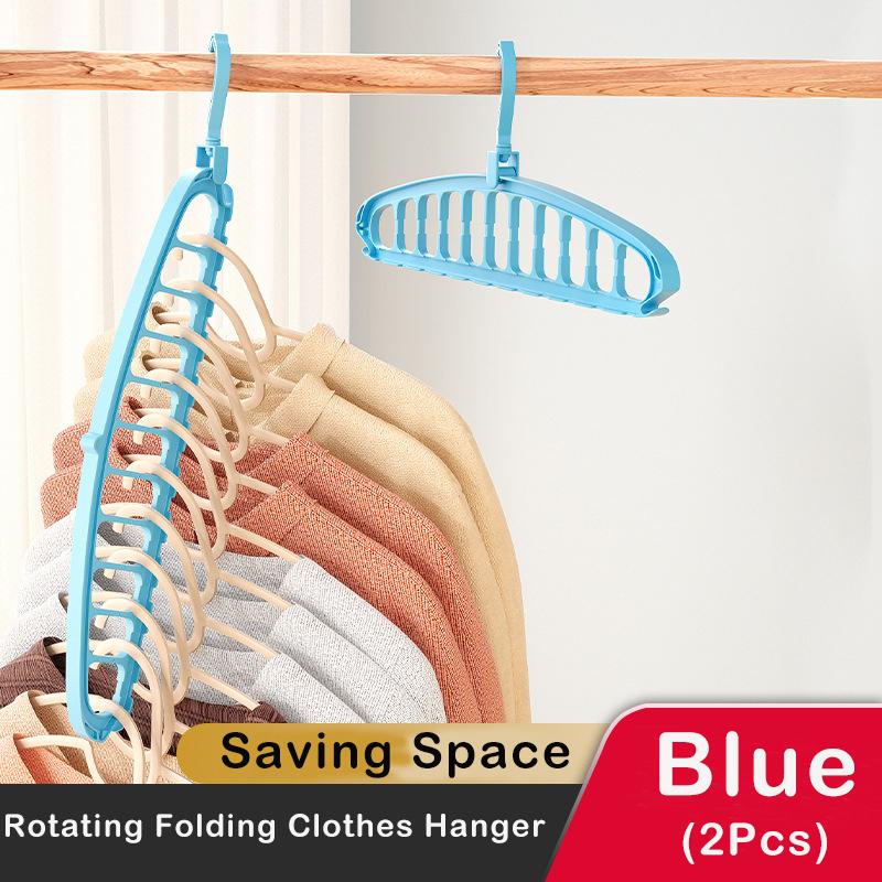 

Rotating Folding Clothes Hanger Closet Organizer Multi-port Clothing Drying Rack Foldable Plastic Scarf 11-hole Storage Hangers