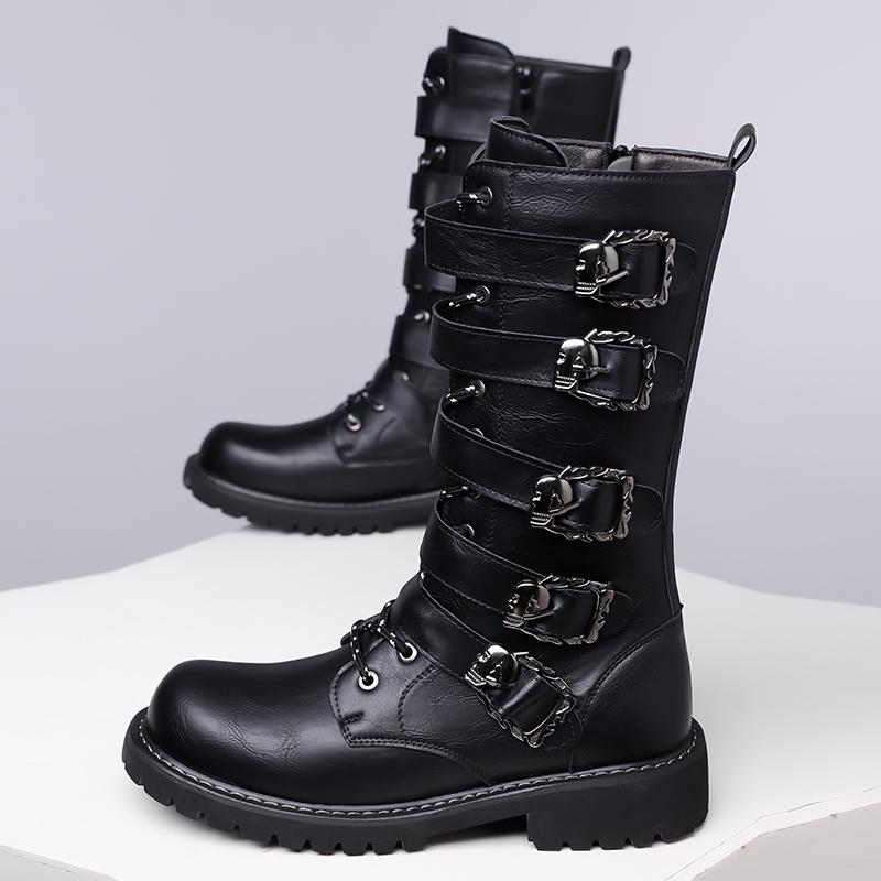Men’s Motorcycle Boots Western Boots Black Jockey Boots Casual High Boots Plus Size