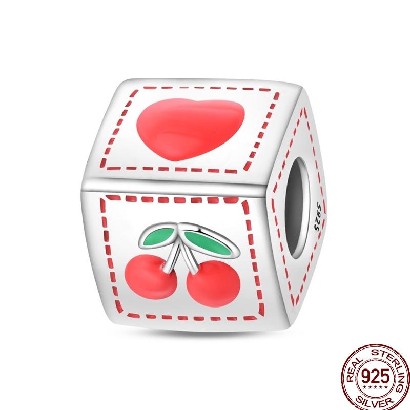Newstering Copper Cherry Strawberry Fruit Series Charms Beads Fit 3Mm Original Bracelets Diy Birthday Jewelry Gifts