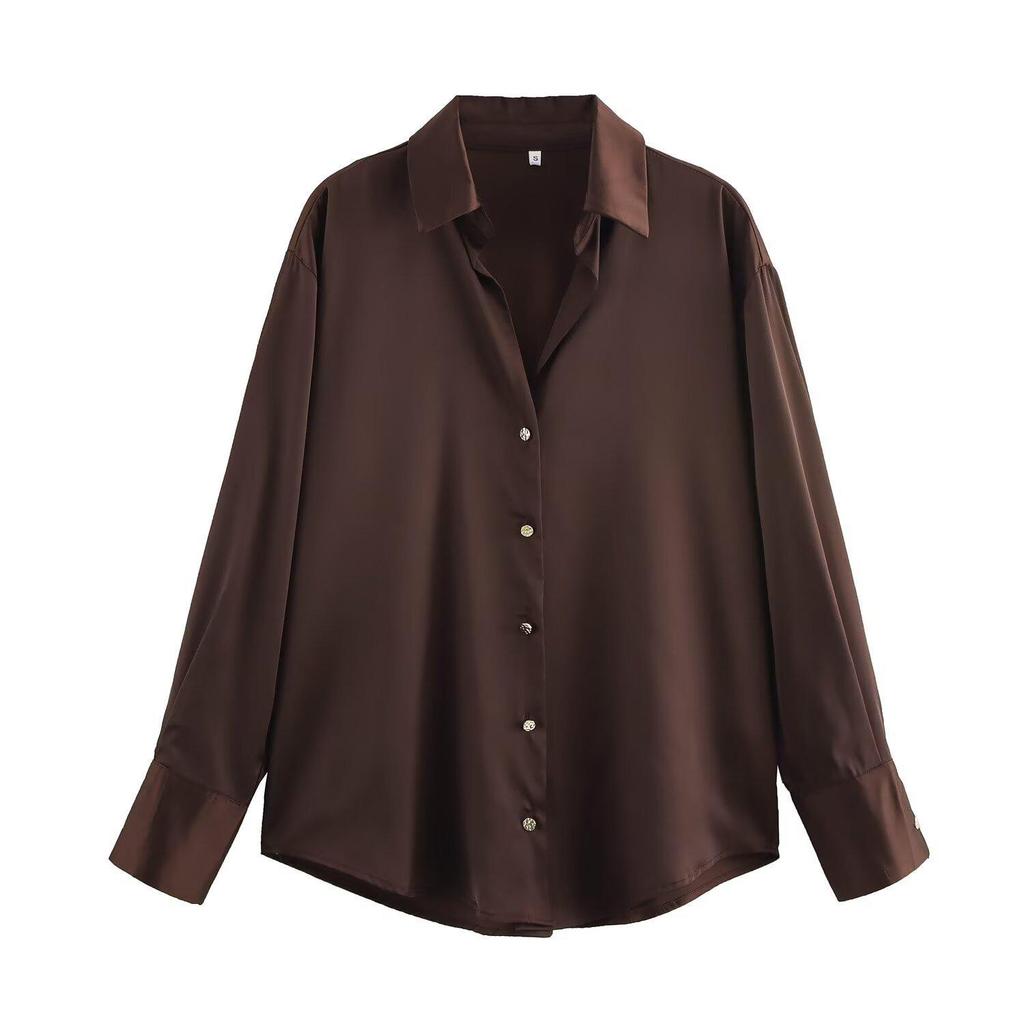 TAOP&ZA Spring Women's Elegant Silk Satin Shirt 2074580