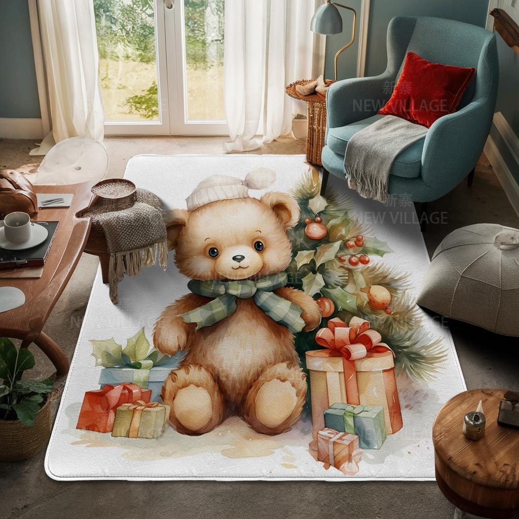 House Entrance Carpet Home Door Mat Living Room Bath Foot Bathroom Non-slip Water Absorption Rugs Bath Merry Christmas Winter