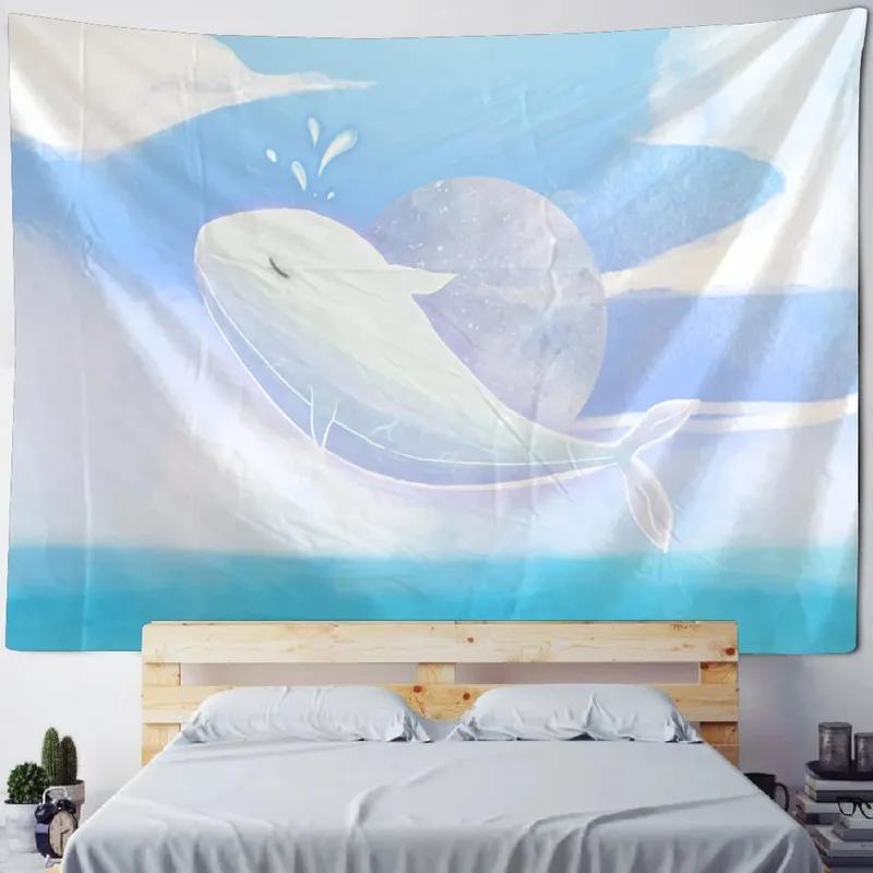 Cartoon Ocean Whale Pattern Tapestry Home Wall Decoration Tapestry Bedroom Living Room Tapestry