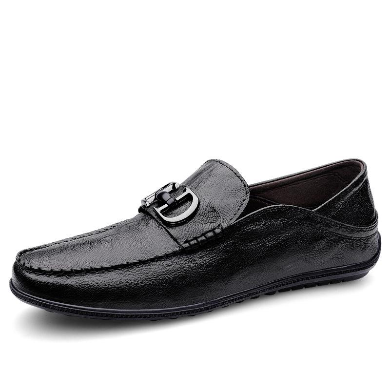 

Туфли Doudou мужские из первого слоя коровьей кожи, мужские повседневные кожаные туфли для бизнеса и моды, ленивые туфли 38 чёрный