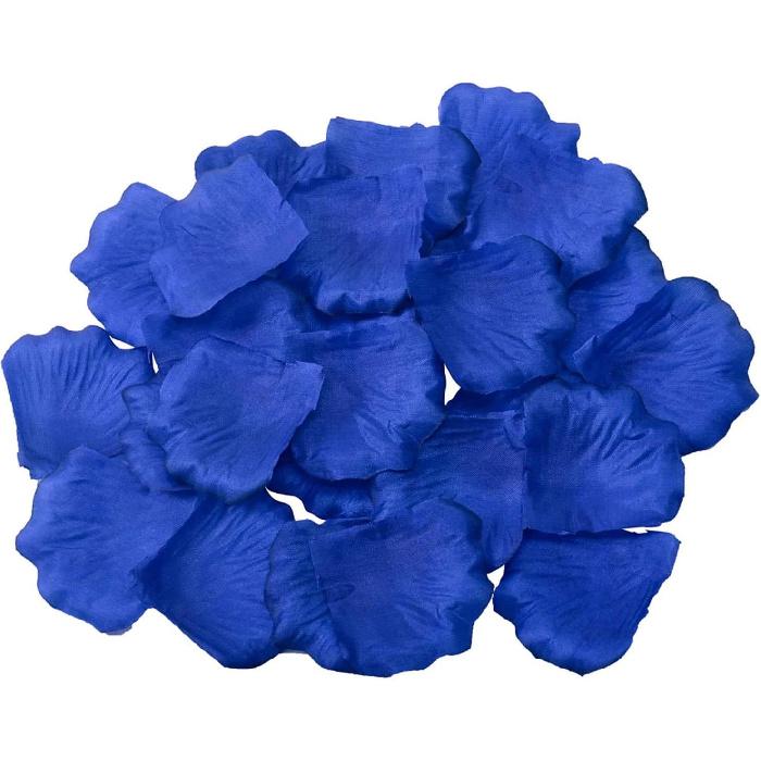1200Pcs Royal Blue Silver White Silk Rose Petals Artificial Flower Petals Table Scatter Aisle Runner Wedding Bridal Shower Graduation Bachelorette