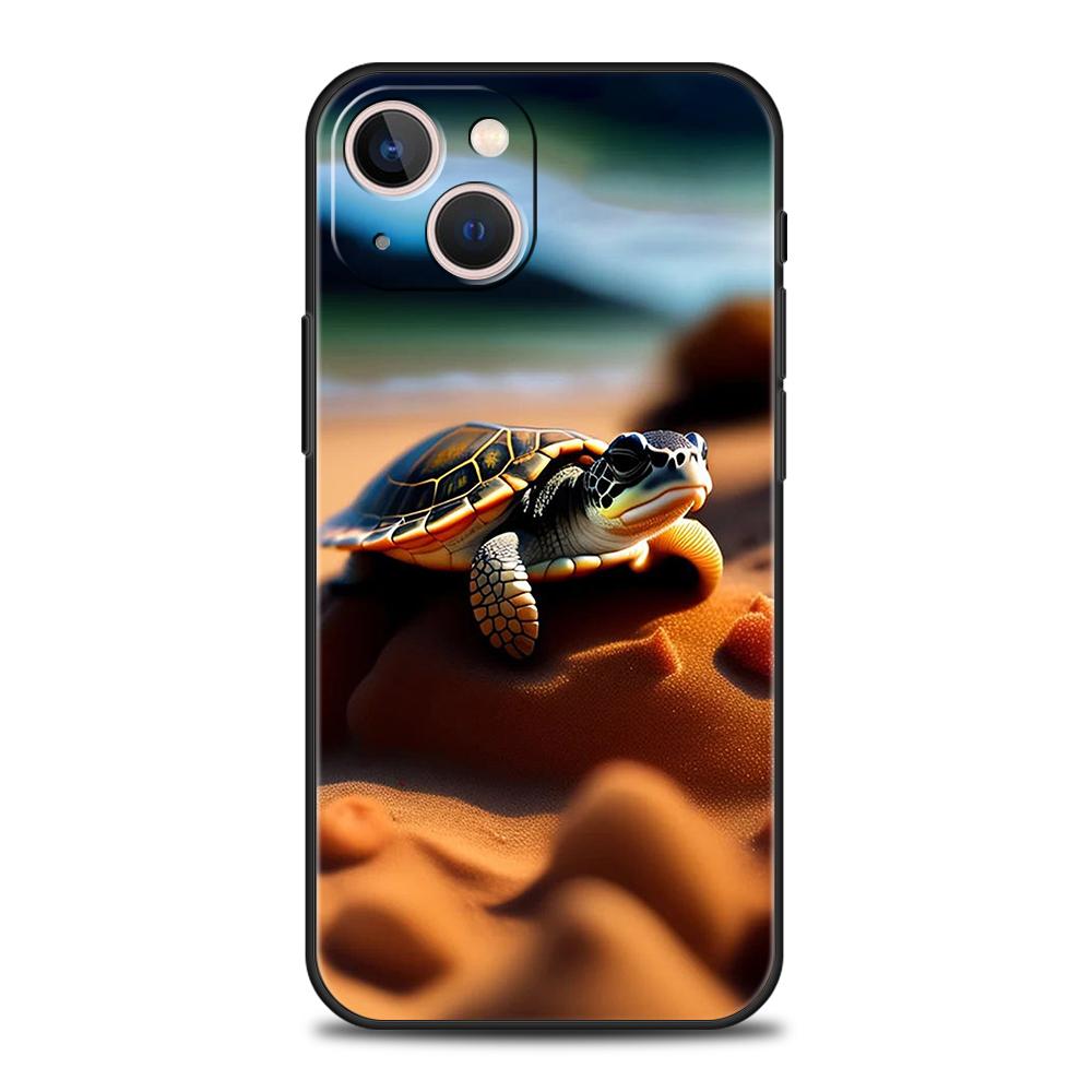 Little Turtle Phone Case for iPhone 16 15 14 13 12 Pro Max 11 Pro Max 7 8 Plus XS XR Shockproof Soft Shell Coque Capas Bag