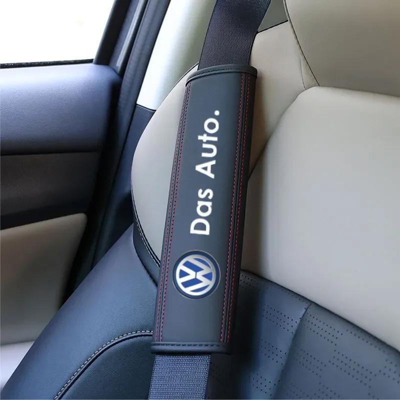 

For VOLKSWAGEN VW 2PCS Leather Car Safety Belt Pads Shoulder Protecor Cover for Volkswagen Tiguan Touareg Beetle Sharan Golf Tou
