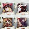Tokisaki Kurumi Pillow Case For Car Sofa Decorative Home Doublesided Print Plush Square Throw Pillow Cushion Cover