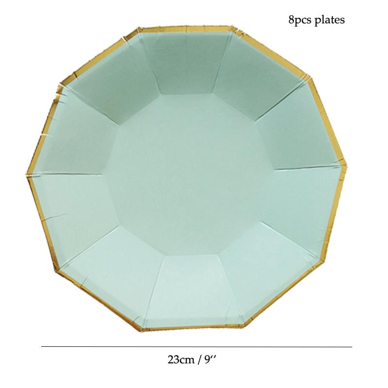 8 PCS/Lot Party Paper Plates Cups Pink Gold Happy Birthday Party Wedding Decoration Baby Shower Tableware Kids Birthday Decor