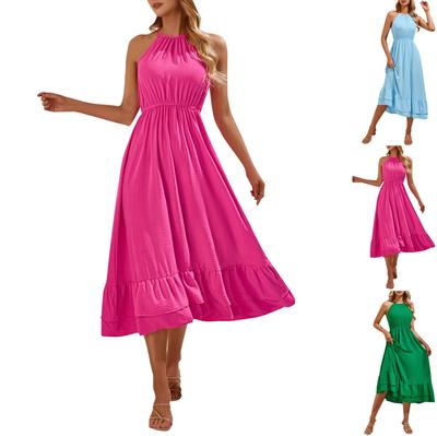 Novo vestido feminino de verão com alças finas