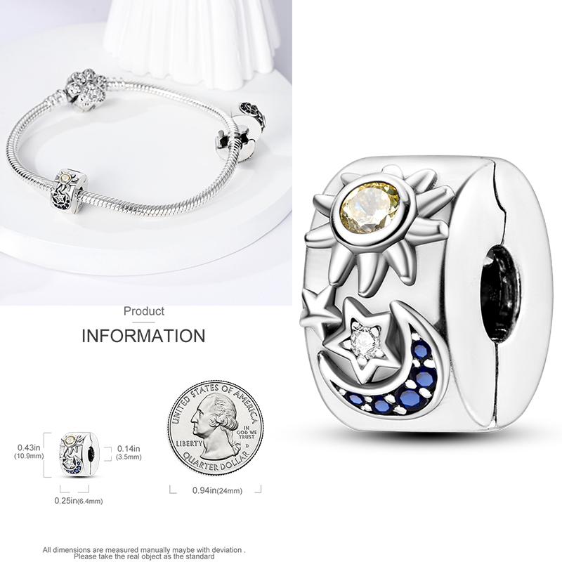 Cat Butterfly Daisy CZ Pave Clip Charm Bead Components Positioning Buckle Copper Metal Silicone Spacer Bead Components Compatible With Authentic