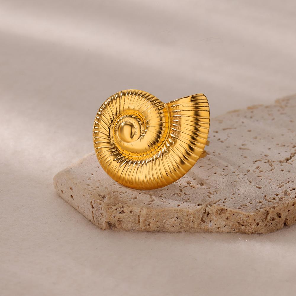 Vintage Conch Rings For Women Gold Color Stainless Steel Geometric Conch Ring Wedding Statement Summer Ocean Jewelry Gift Bff