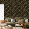 Black and Gold Tropical Pattern Wallpaper Ochre for Living Room and Bedroom 50x1000
