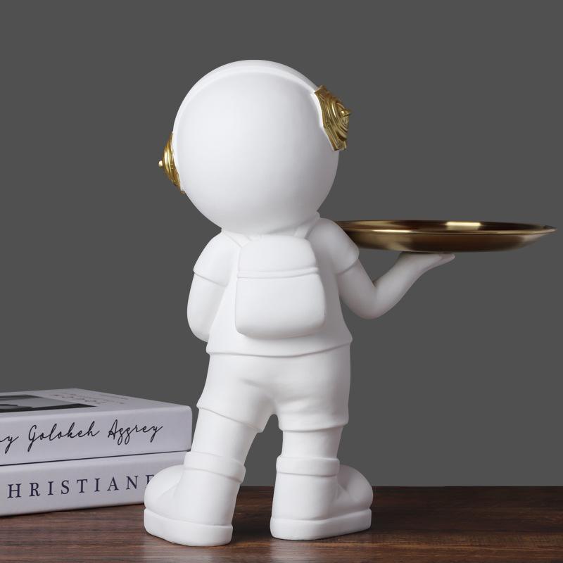 Nordic Astronaut Statue Storage Tray Spaceman Figurines Resin Ornament Home Decoration Living Room Desktop Key Storage Kids Gift